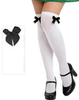 Over Knee Stocking with Bow (White with Black Bow)