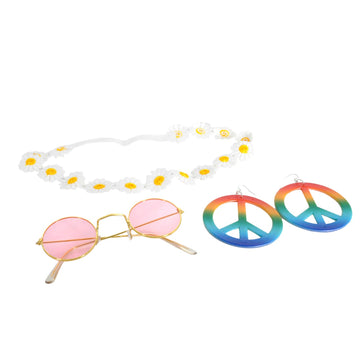 1960s Hippie Girl Costume Accessory Kit (3 Piece Set)