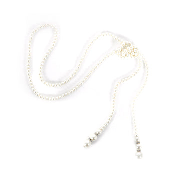 Long Pearl Necklace with Knot