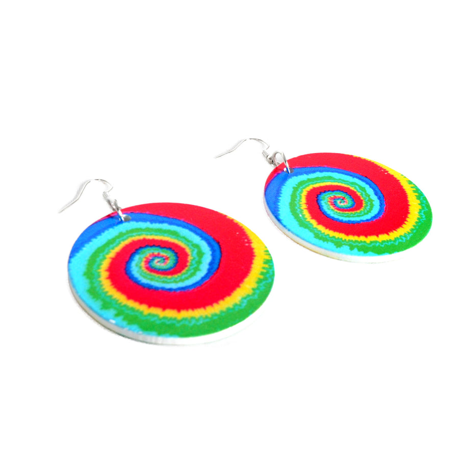 Tie Dye Rainbow Swirl Earrings