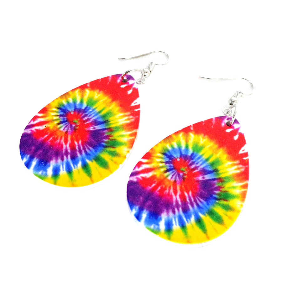 Rainbow Tie Dye Tear Drop Earrings