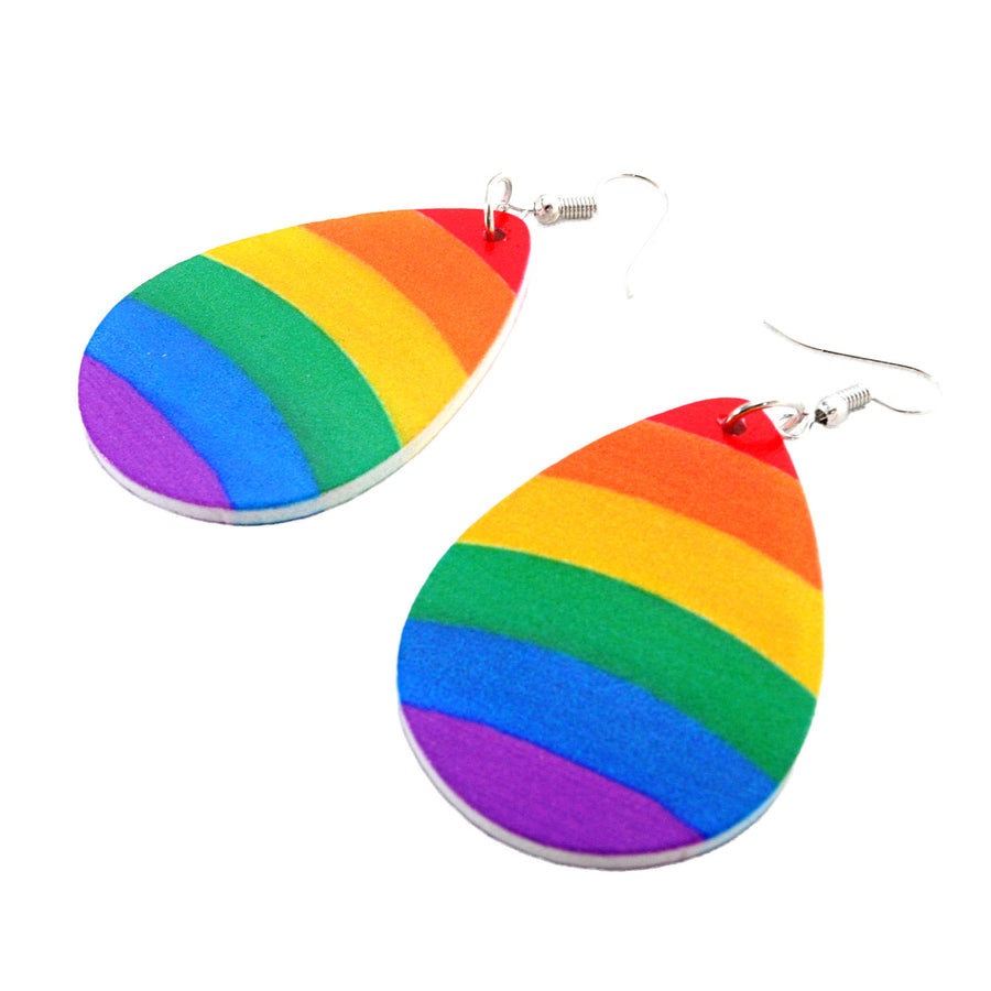 Rainbow Stripe Tear Drop Earrings