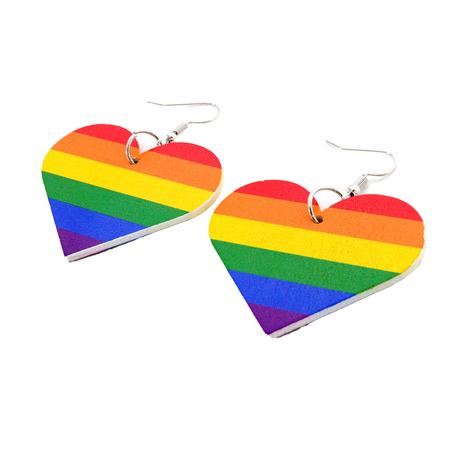 Rainbow Stripe Heart Earrings