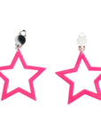 Neon Star Clip-On Earrings (Pink)