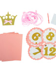 Baby 12 months Photo Banner Garland (Pink)