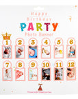 Baby 12 months Photo Banner Garland (Pink)