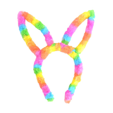Rainbow Fluffy Bunny Headband