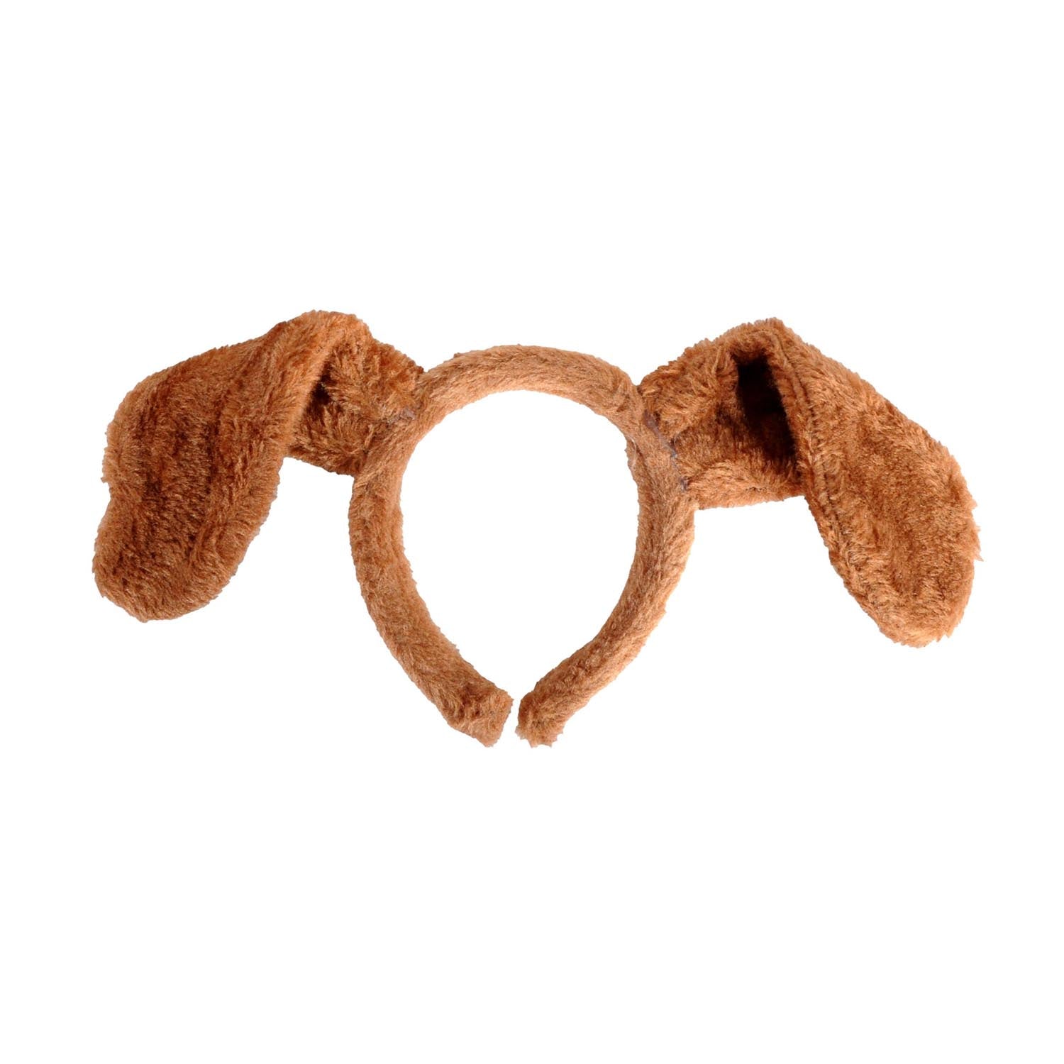 Brown fuzzy bunny ears headband on a white background