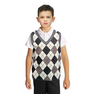 Children's Argyle Plaid Sweater Vest (Grey) 4-6 years