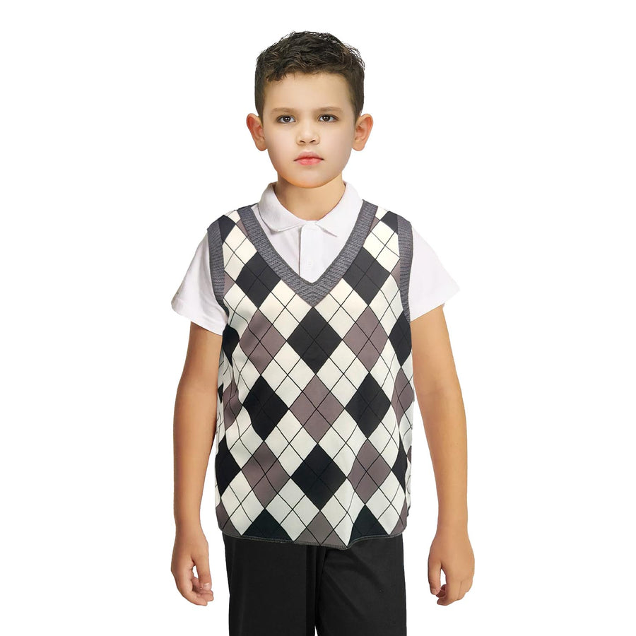 Children's Argyle Plaid Sweater Vest (Grey) 4-6 years