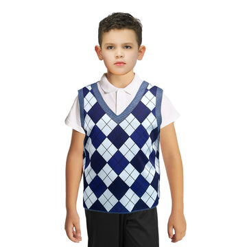 Children's Argyle Plaid Sweater Vest (Blue) 4-6 years