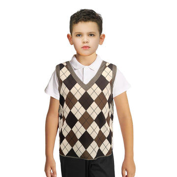 Children's Argyle Plaid Sweater Vest (Brown) 4-6 years