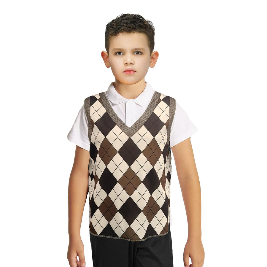 Children's Argyle Plaid Sweater Vest (Brown) 4-6 years