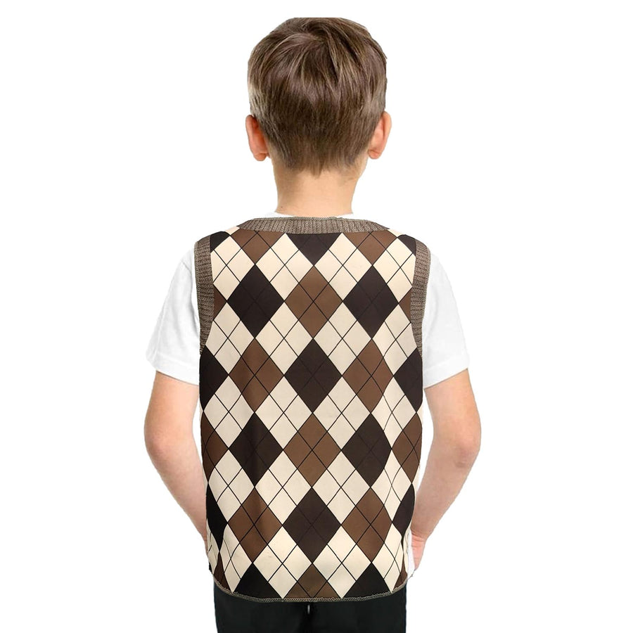 Children's Argyle Plaid Sweater Vest (Brown) 4-6 years