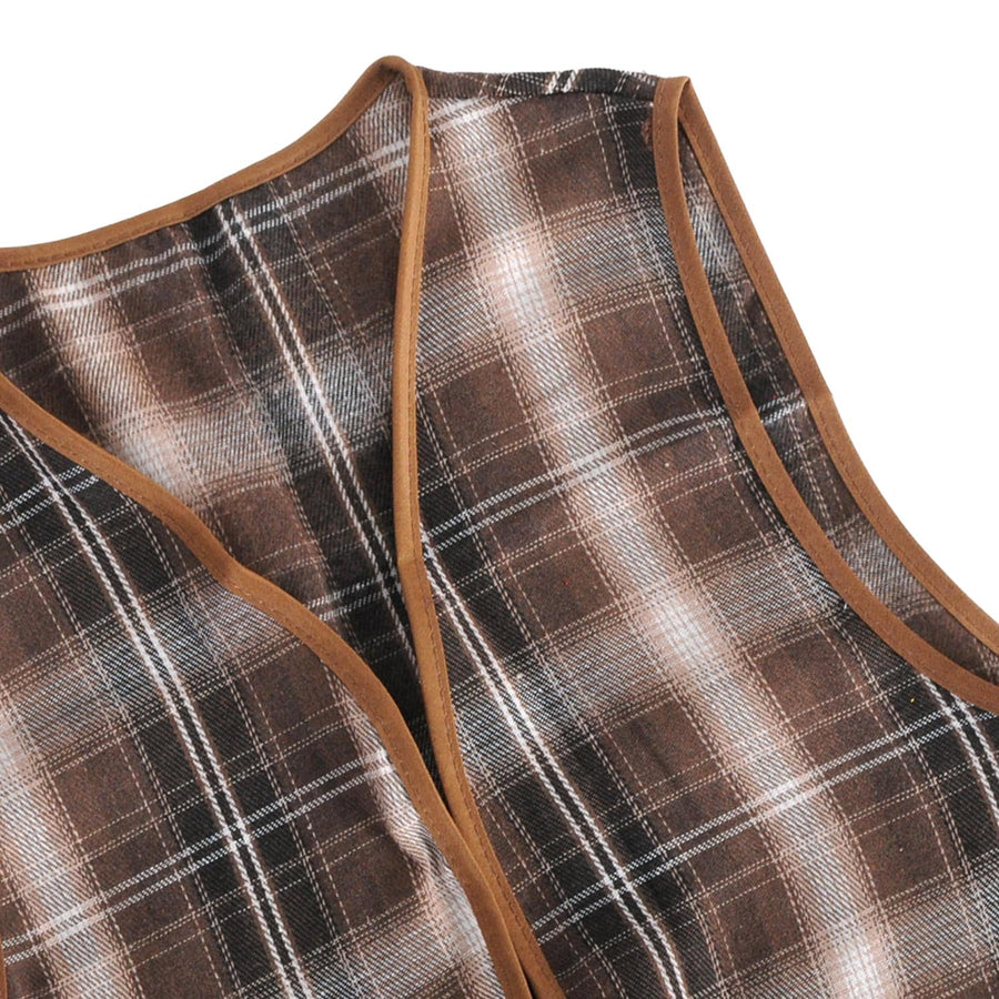 Children's Brown Checkered Vest