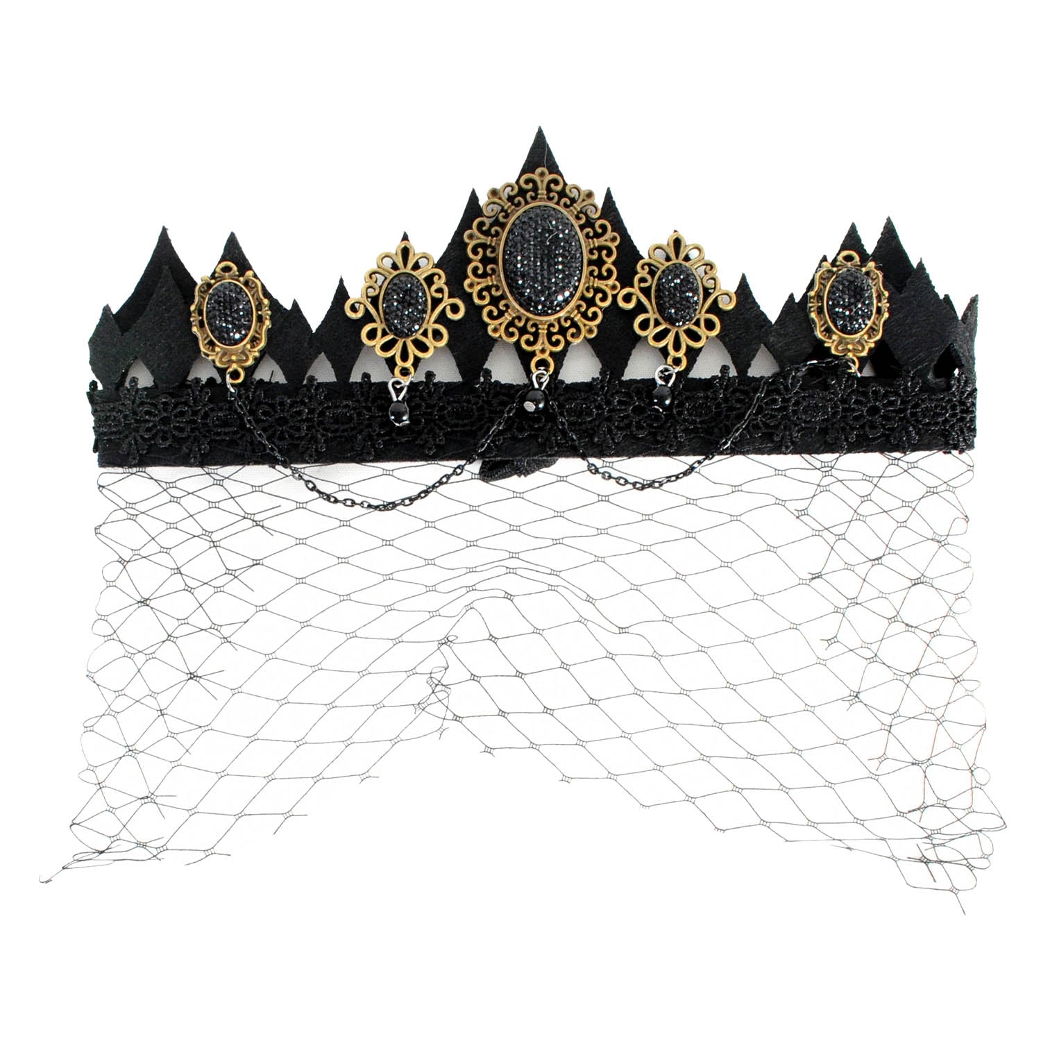 Dark Crown Headband with Net Veil