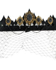 Dark Crown Headband with Net Veil