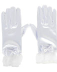 White Satin Bow Gloves (Short)