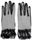 Black Mesh Diamanté Gloves