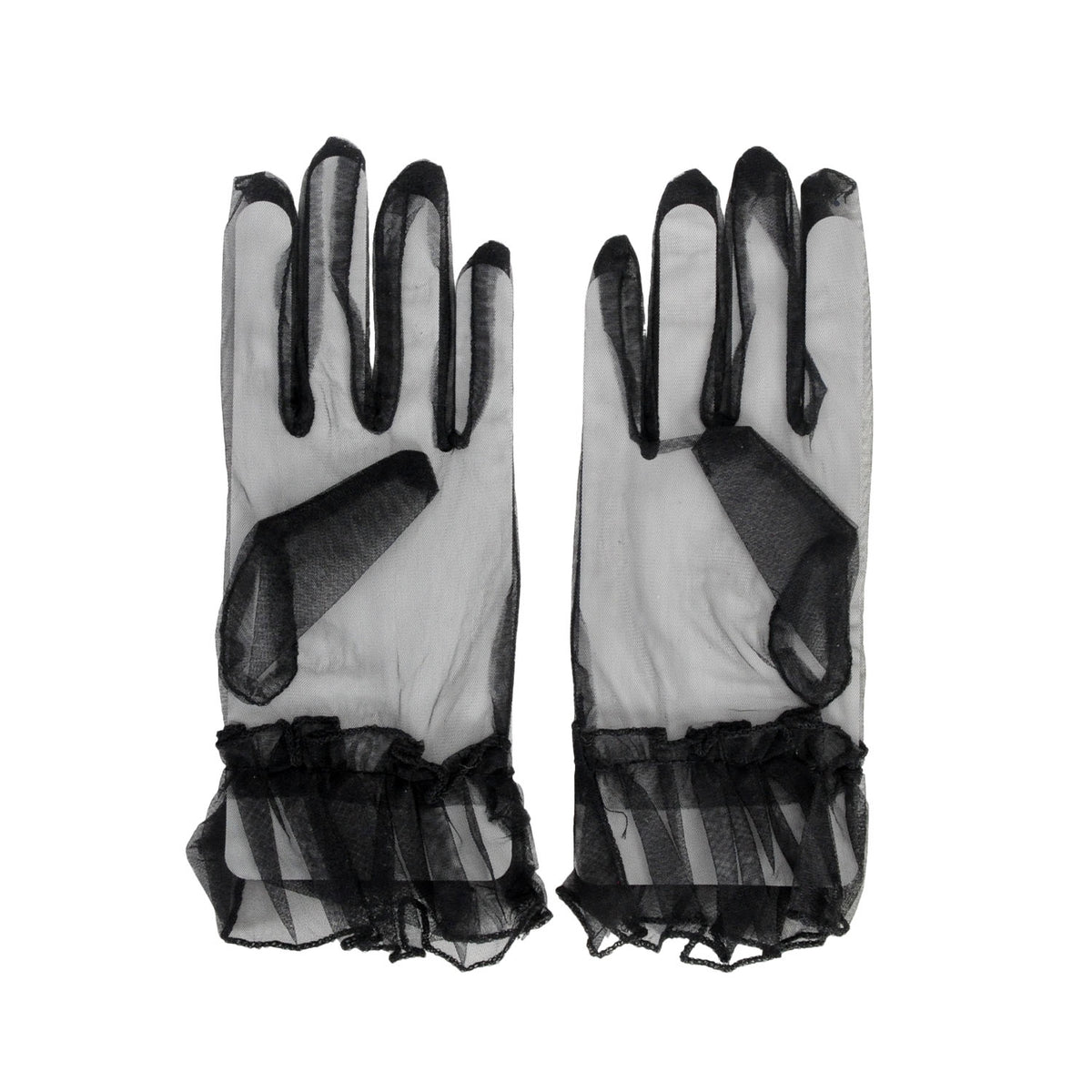 Black Mesh Diamanté Gloves