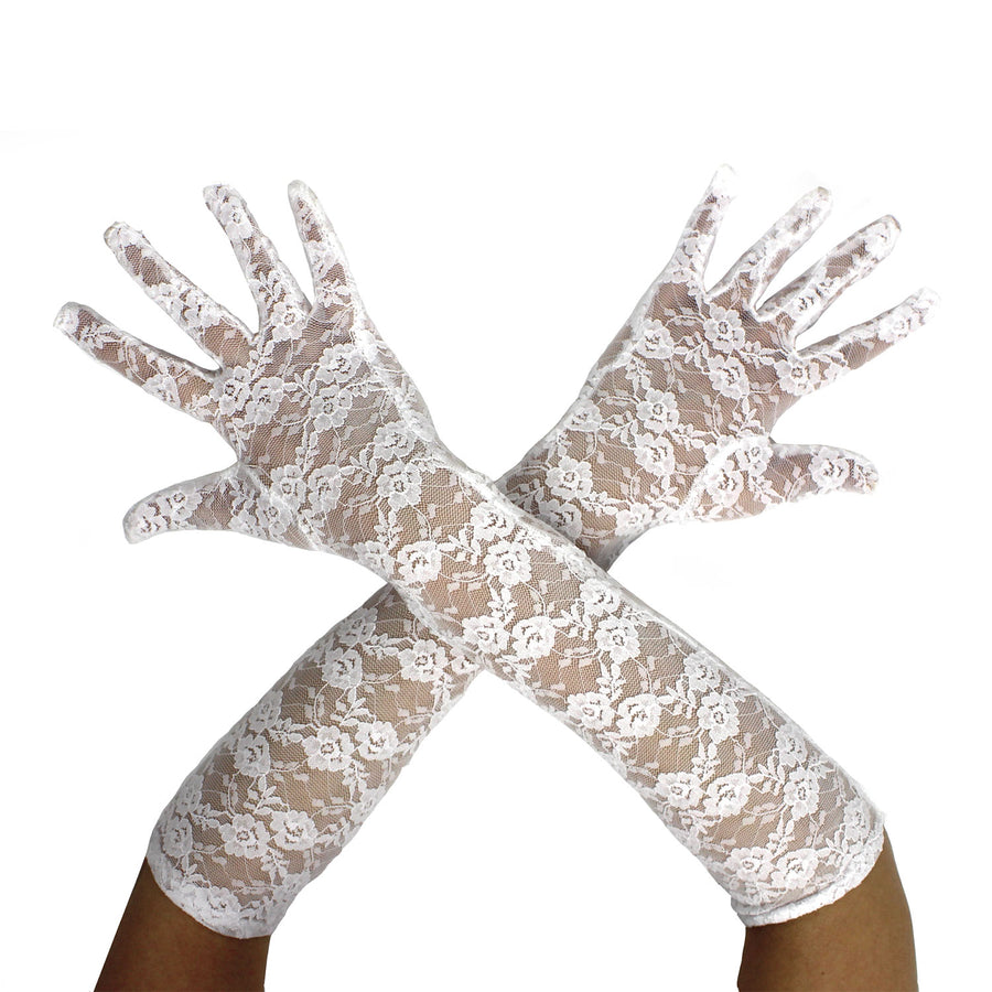 Long Lace Gloves (White)