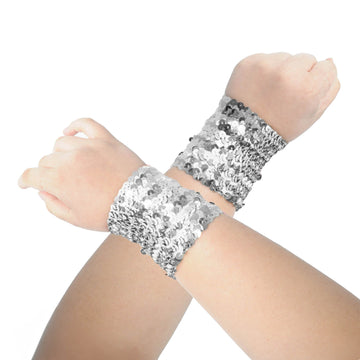 Sequin Wristbands (Silver)