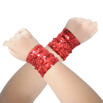 Sequin Wristbands (Red)