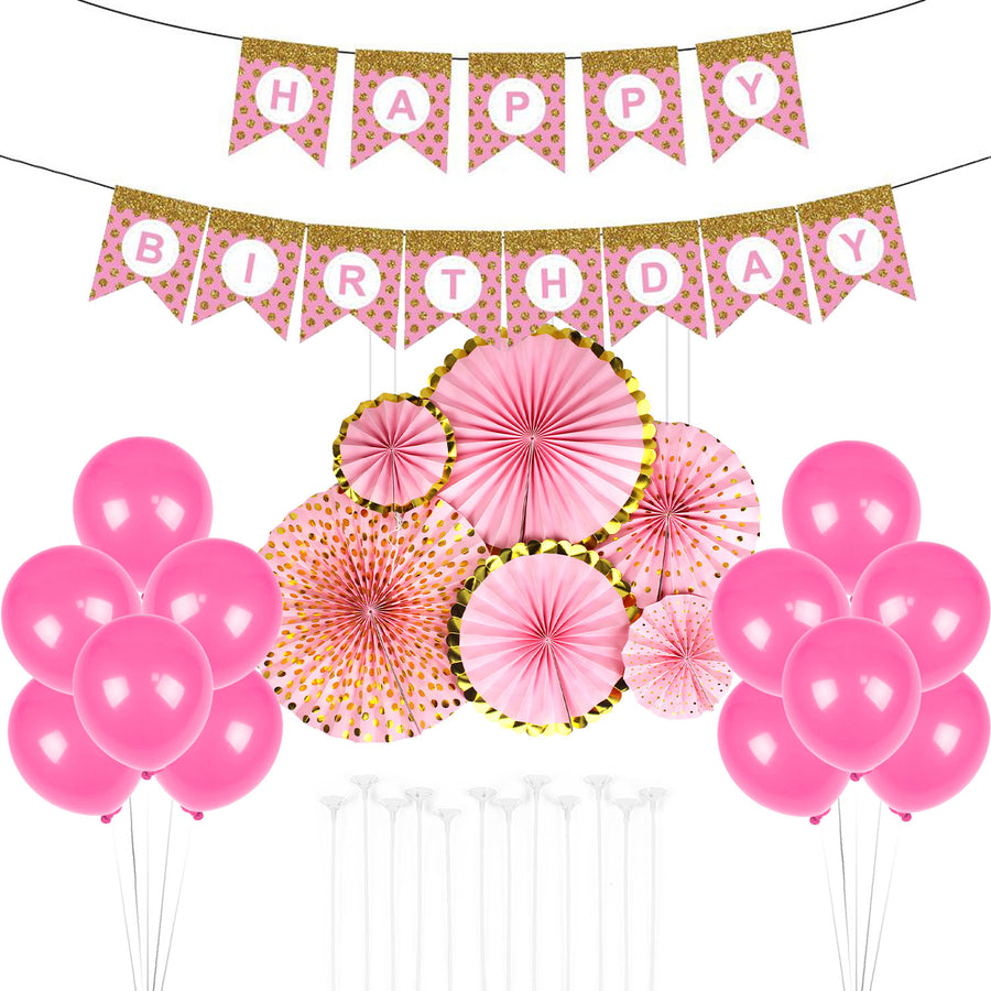 Light Pink Birthday Decoration Kit (Dots)