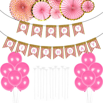 Light Pink Birthday Decoration Kit (Stripes)