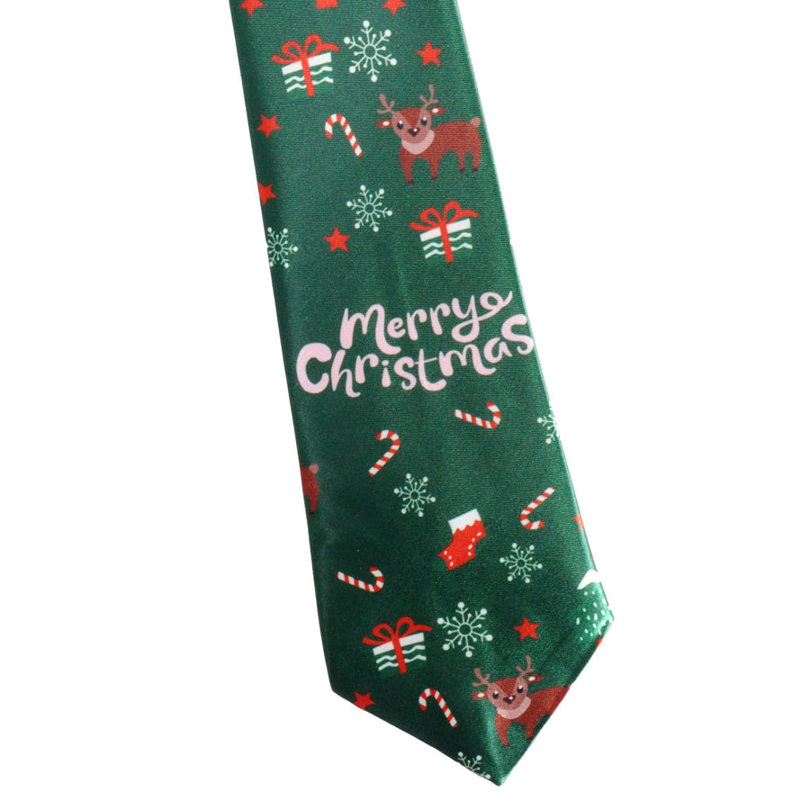Christmas Long Tie (Dark Green Merry Christmas)