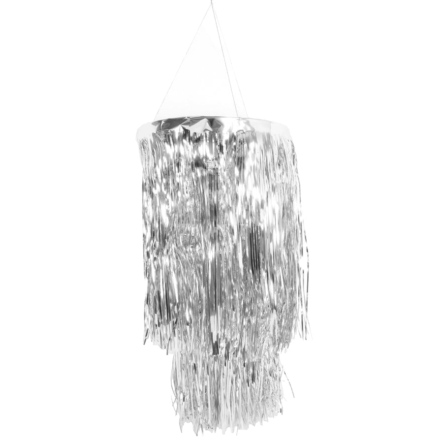 Metallic Silver Tinsel Chandelier (2 Tiers)