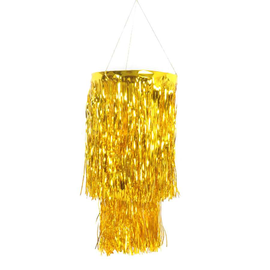 Metallic Gold Tinsel Chandelier (2 Tiers)