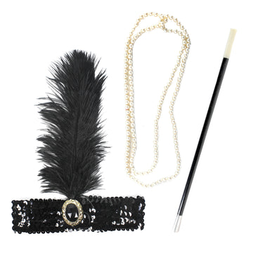 1920s Flapper Accessory Kit (Black)