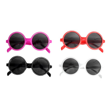 Round Diamante Diva Party Glasses (Assorted Colours)