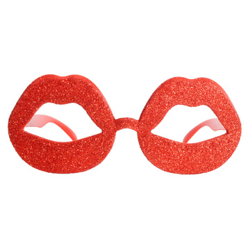 Red Glitter Lips Party Glasses