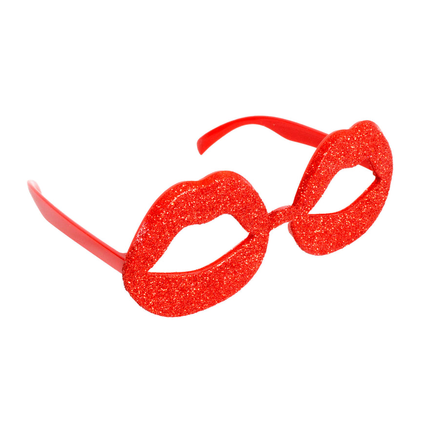Red Glitter Lips Party Glasses