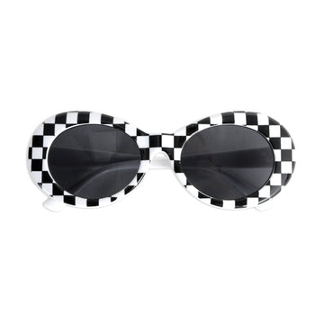 Mod Black & White Checkered Party Glasses
