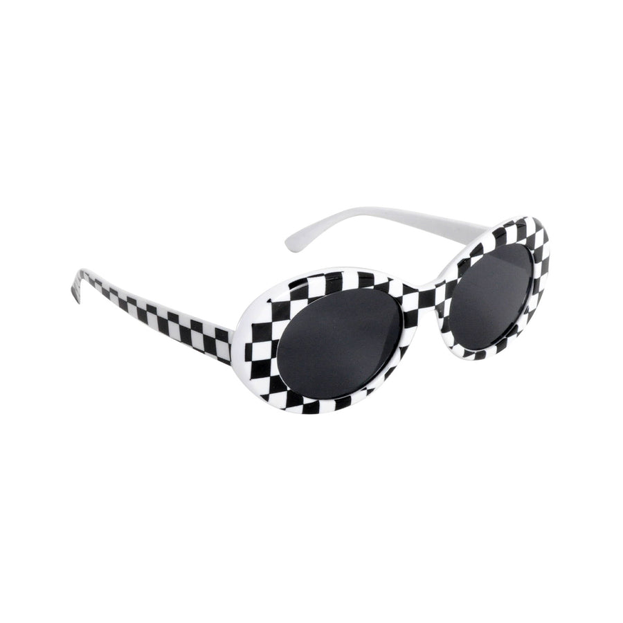 Mod Black & White Checkered Party Glasses