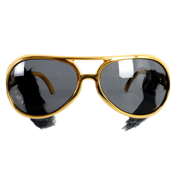 Metallic Gold Elvis Party Glasses with Side Burns