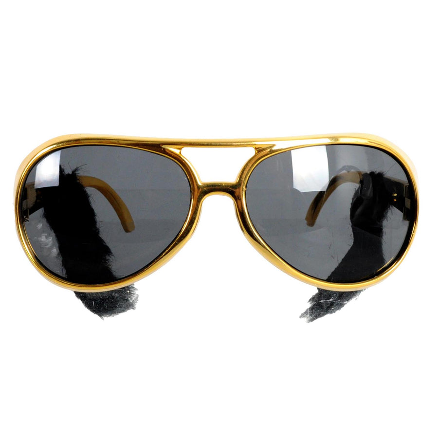 Metallic Gold Elvis Party Glasses with Side Burns