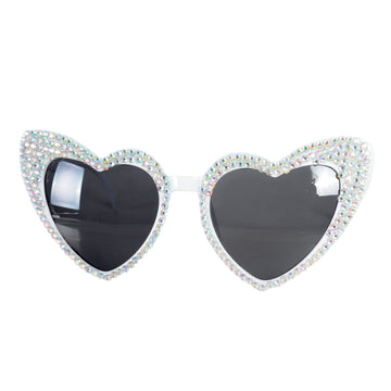 White Diamanté Heart Party Glasses