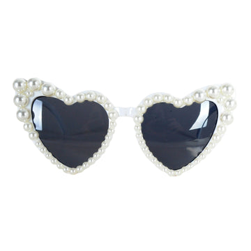 White Pearl Heart Party Glasses