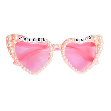Bridesmaid Pearl Beaded Party Glasses (Pink)