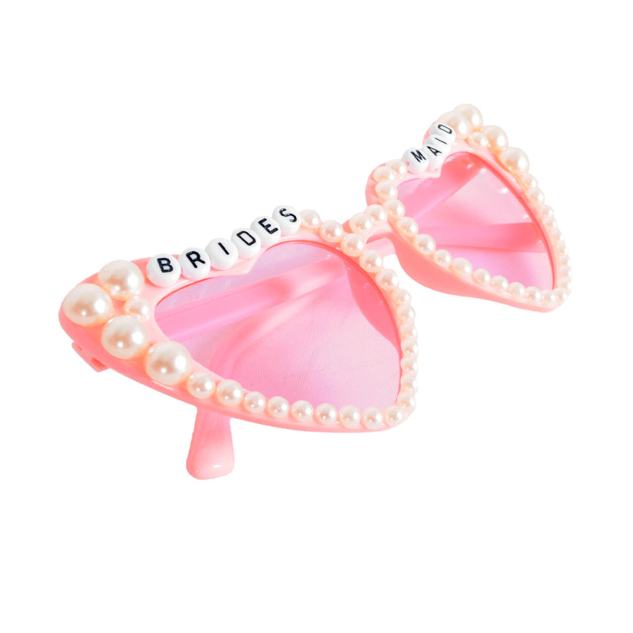 Bridesmaid Pearl Beaded Party Glasses (Pink)