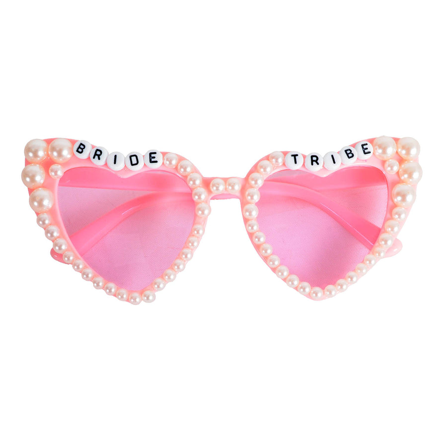 Bride Tribe Pearl Beaded Party Glasses (Pink)