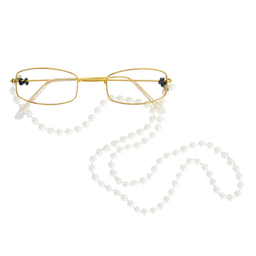 Gold Rim Grandma Glasses with Pearl Chain