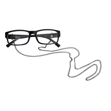 Black Rim Grandma Glasses with Chain
