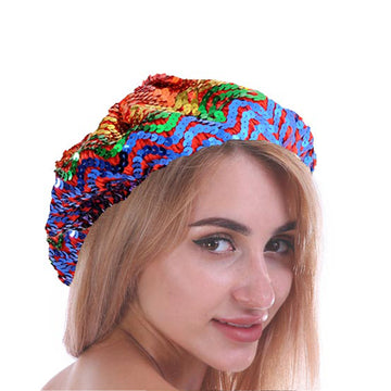 Sequin Beret Hat (Rainbow)