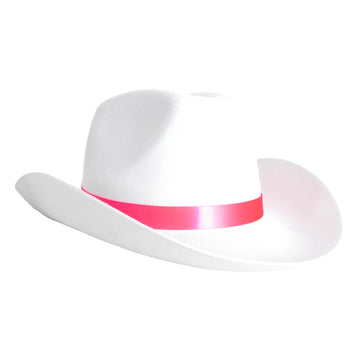 White Cowboy Hat with Pink Band