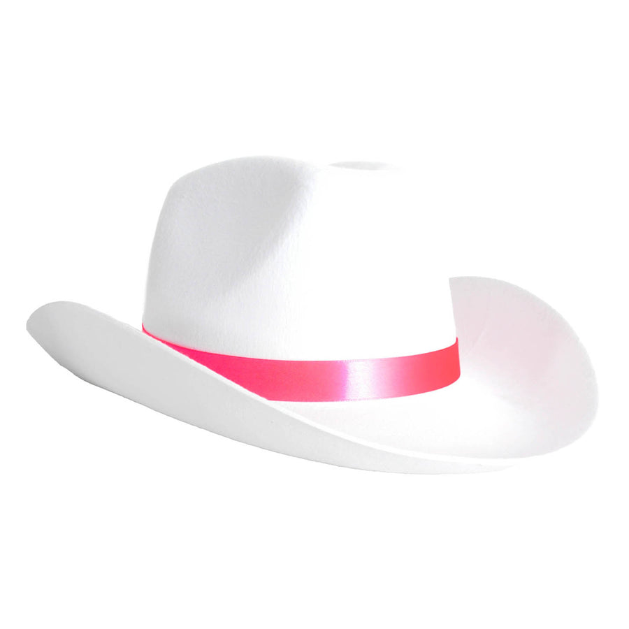 White Cowboy Hat with Pink Band